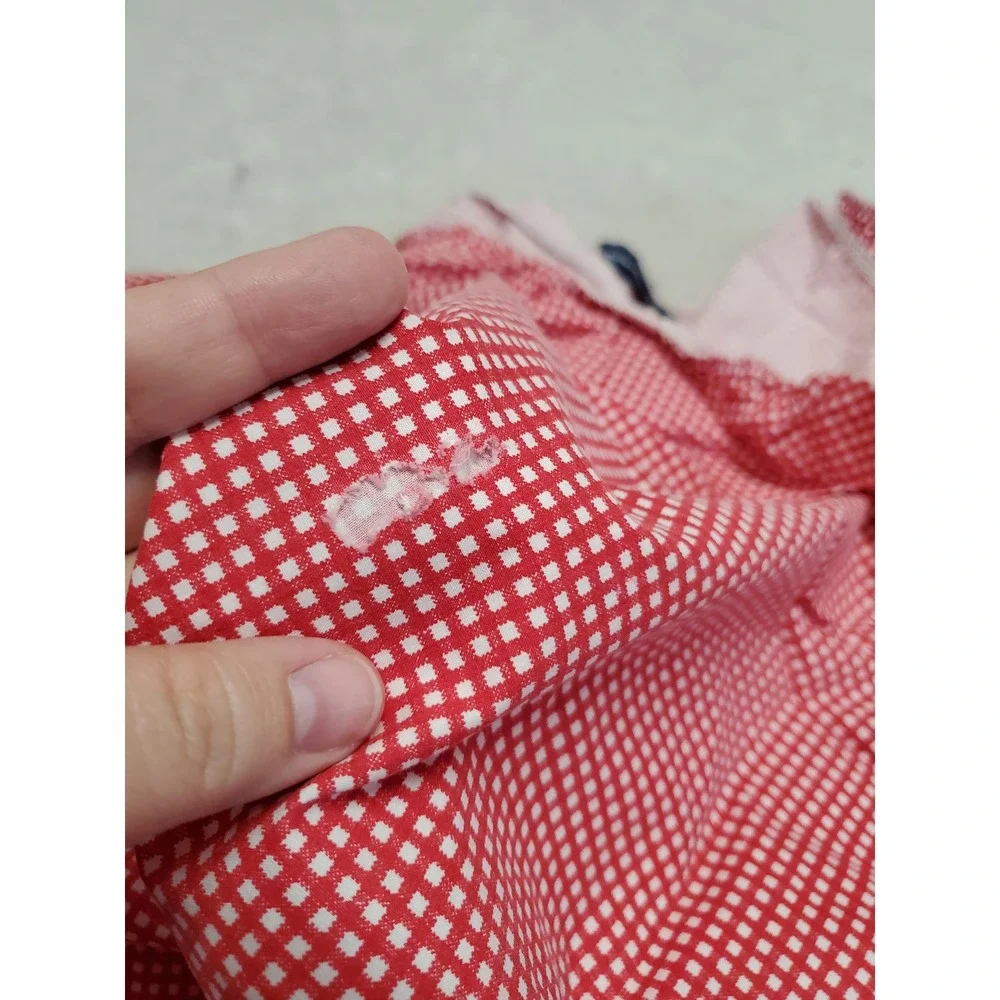 Ralph Lauren Red White Gingham Plaid Twin Cotton Flat Fitted Sheet Set Bedding